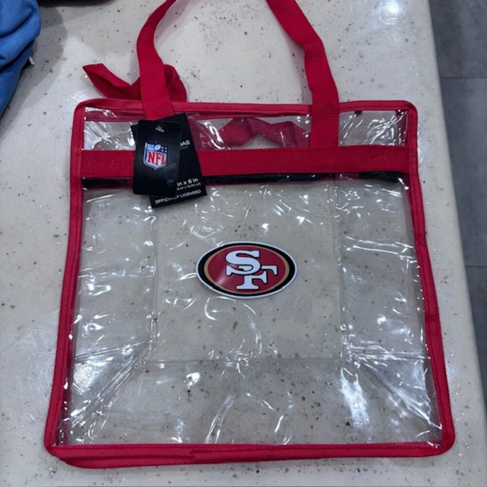 NWT NFL San Francisco 49ers Clear Tote Bag 12X12X6